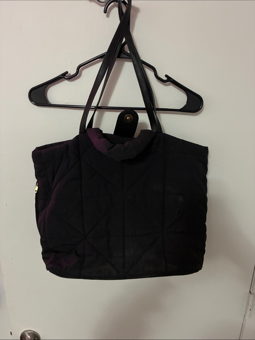 Quilted Black Tote Bag with Dual Handles